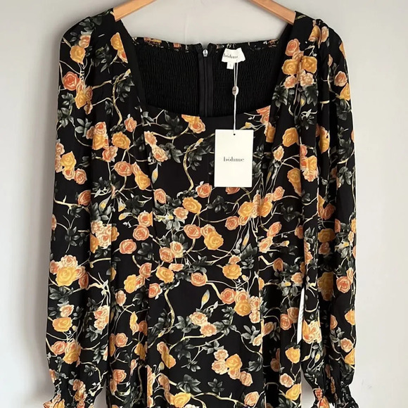 NEW Bohme square neck midi dress Large - Picture 4 of 11